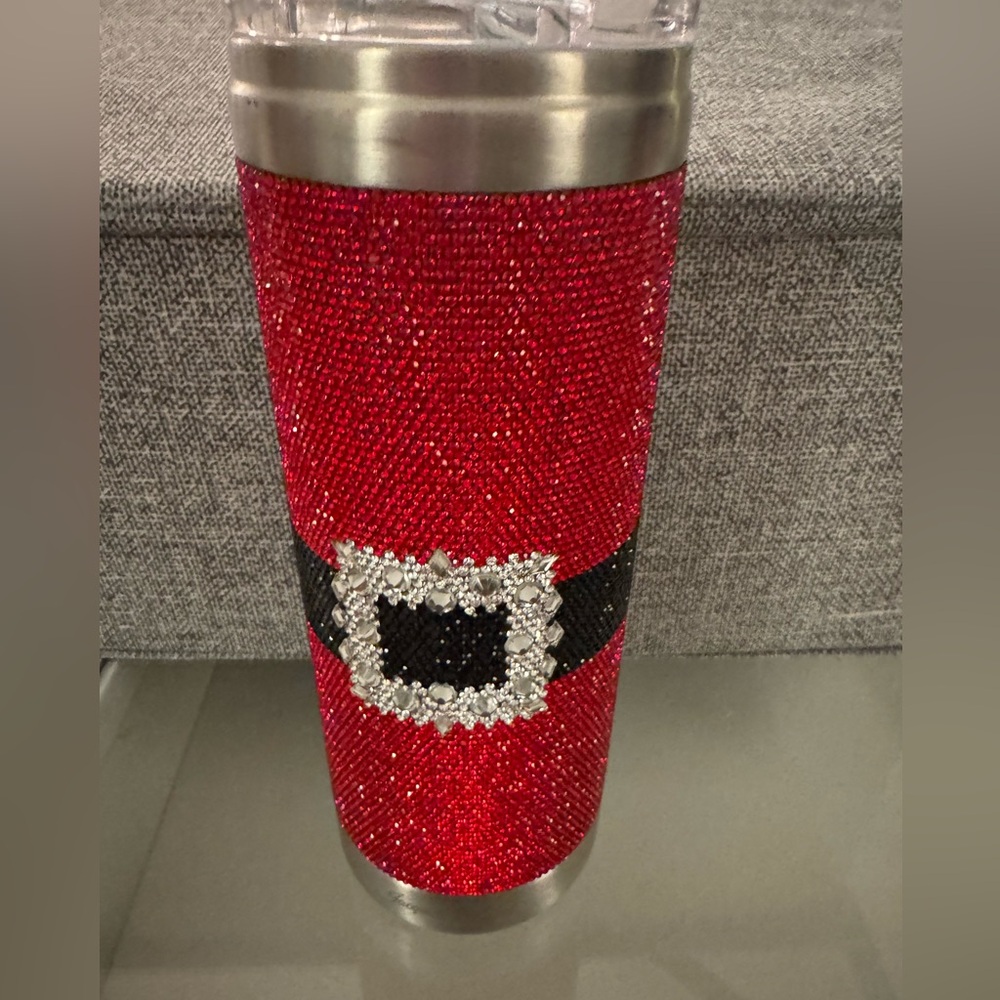 Red Rhinestone Santa Tumbler New